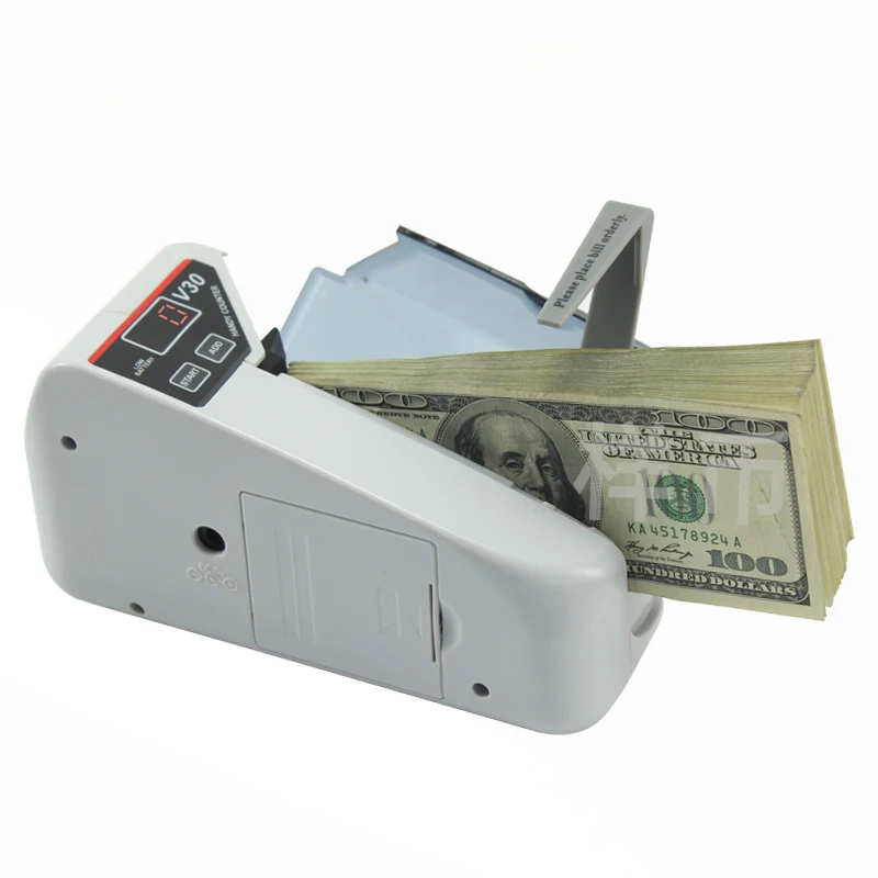 V30 Mini Portable Bill Counter Use Battery/Plug Handy LED screen Cash And Banknote Currency Counting Money Machine