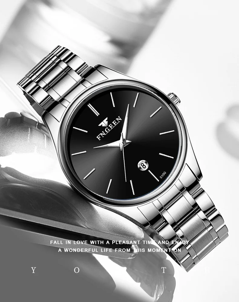 BINBOND stainless steel durable quartz watches for men luxury luminous waterproof precise auto date men's watch casual reloj