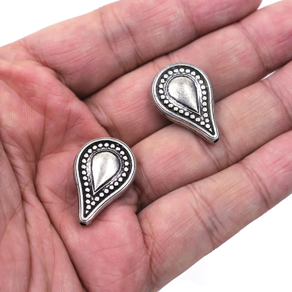 300Pcs Spacer Beads Teardrop Acrylic CCB Plastic Dot Silver Tone 25x16mm