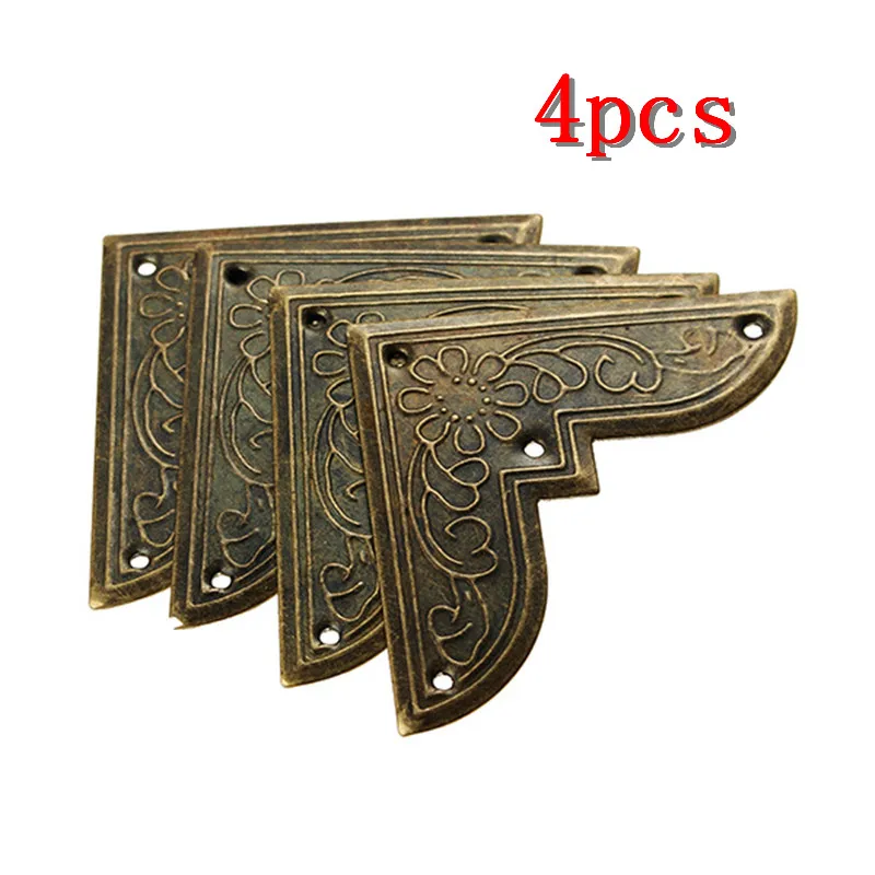 4Pcs Antique Brass Corner Brackets Furniture Corner Protector Cover For Decorative Jewelry Chest Wine Gift Box Wooden Case