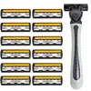 Shaver Men Razor Three Layer Stainless Blade Shaver Reusable Hair Removal Shaver Old Style With Lubricating Strip Manual Razor 2