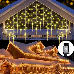 Led Icicle Lights Outdoor Christmas Decoration 2024 Safety Voltage Holiday Lighting New Year 2024 Waterproof Connectable IP44