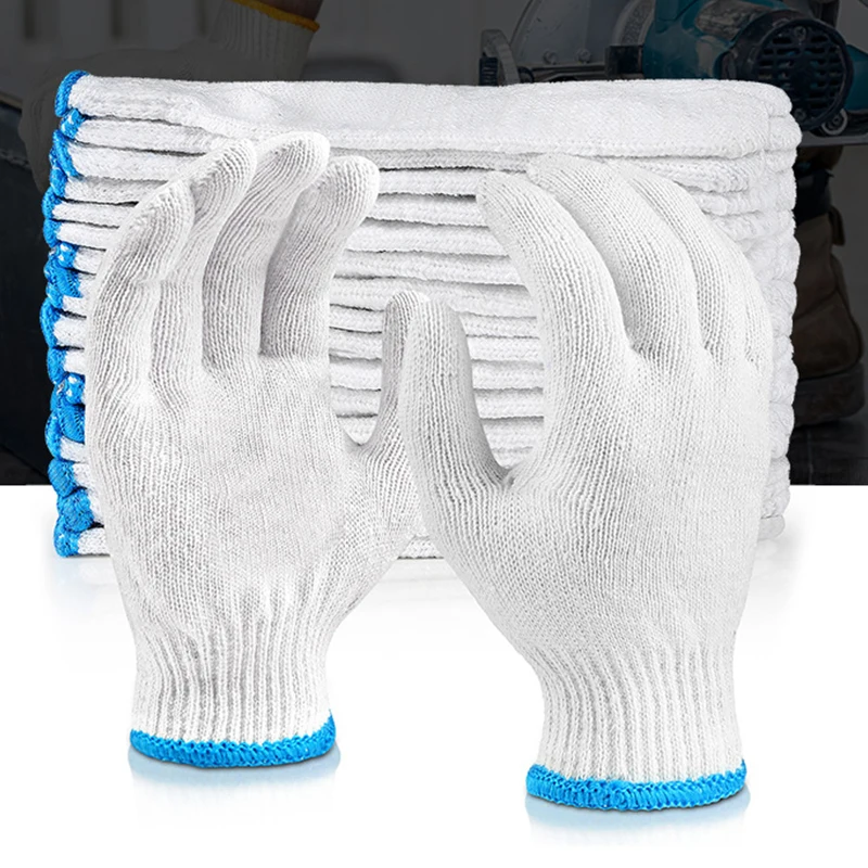 Protective Gloves 24pcs Cotton Thread Gloves Work Thick Nylon White Yarn Wear Resistant