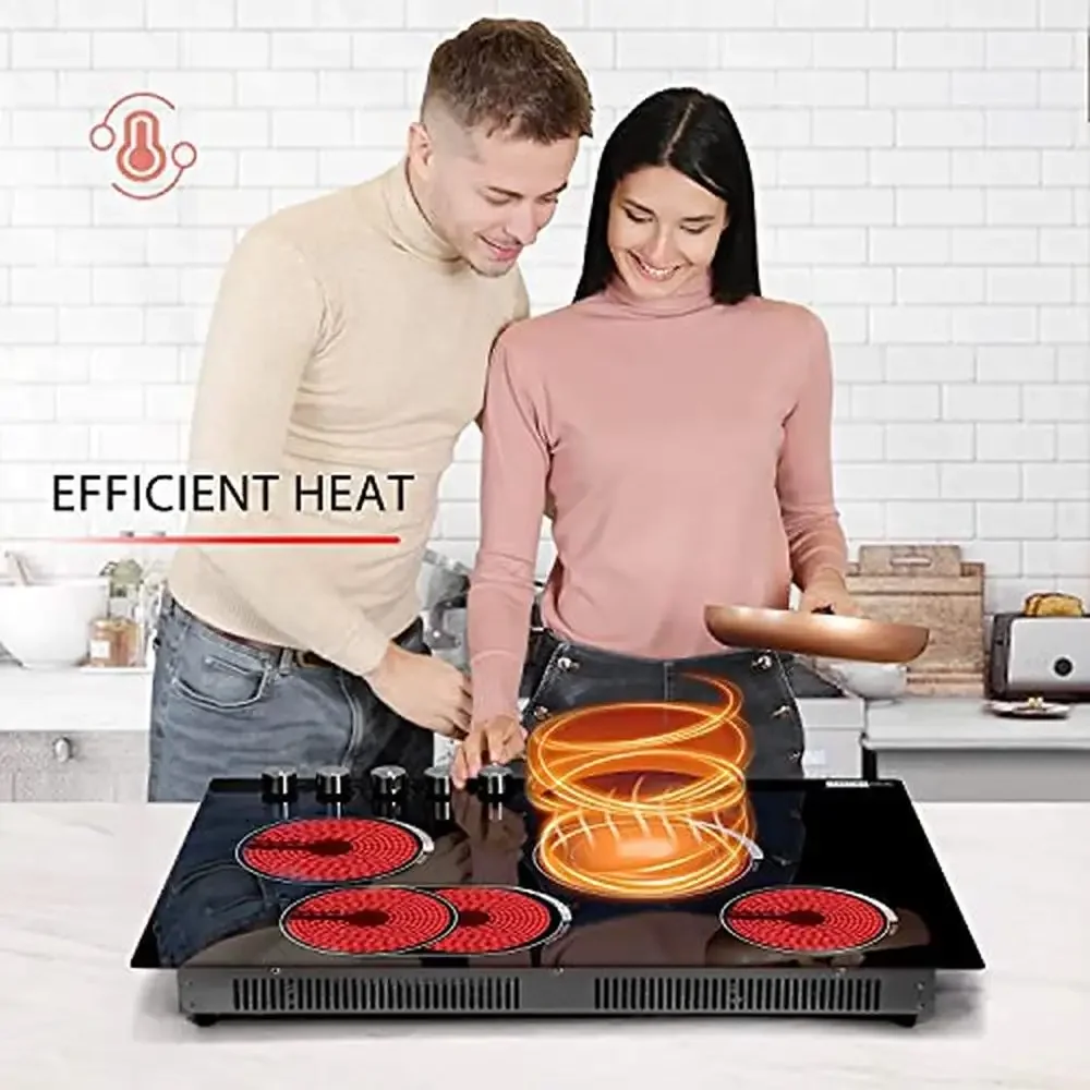 29 Inch 4-Burner Electric Cooktop with 5 Heat Levels and 90-min Timer Smoothtop Ceramic Glass Kitchen Appliance Digital Control 2