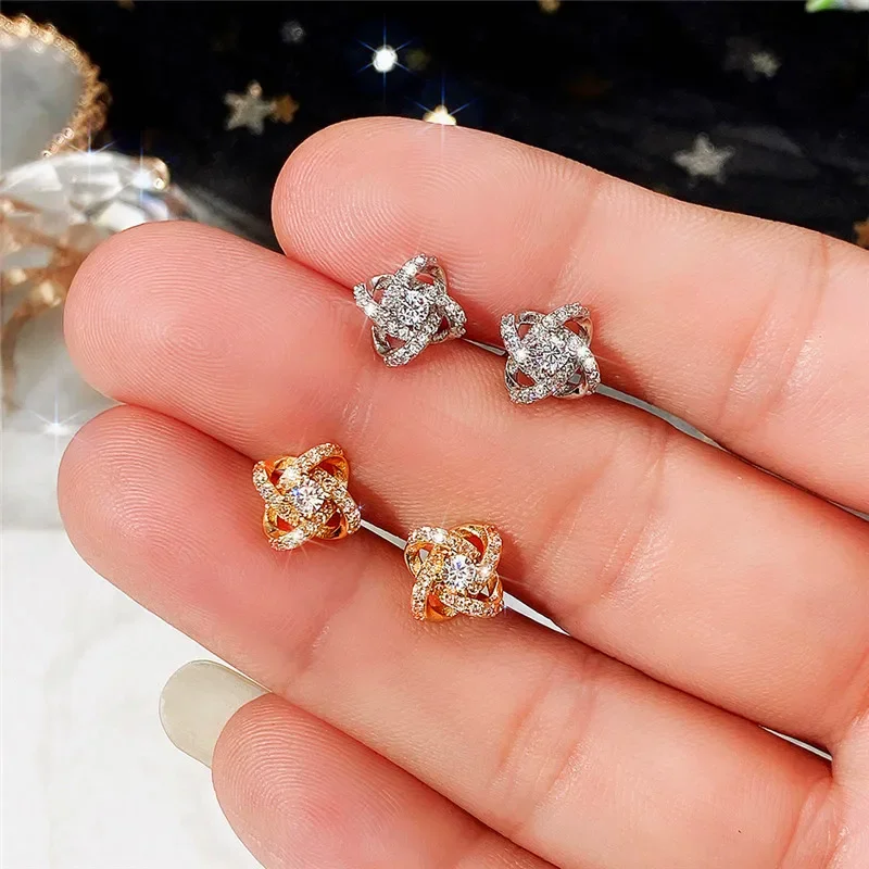

Chic Bride Wedding Earrings with Brilliant Cubic Zirconia Silver Color/Gold Color Fashion Contracted Women Jewelry New