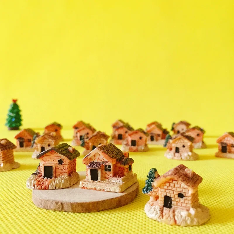 9 pcs Miniature House Trees Cottage Fairy Garden Gnome Moss Terrarium Home Decor Crafts Supplies For ornament crafts,miniature figurines,miniature ornament,miniature scenery material,miniature house kit,miniature tree ornament