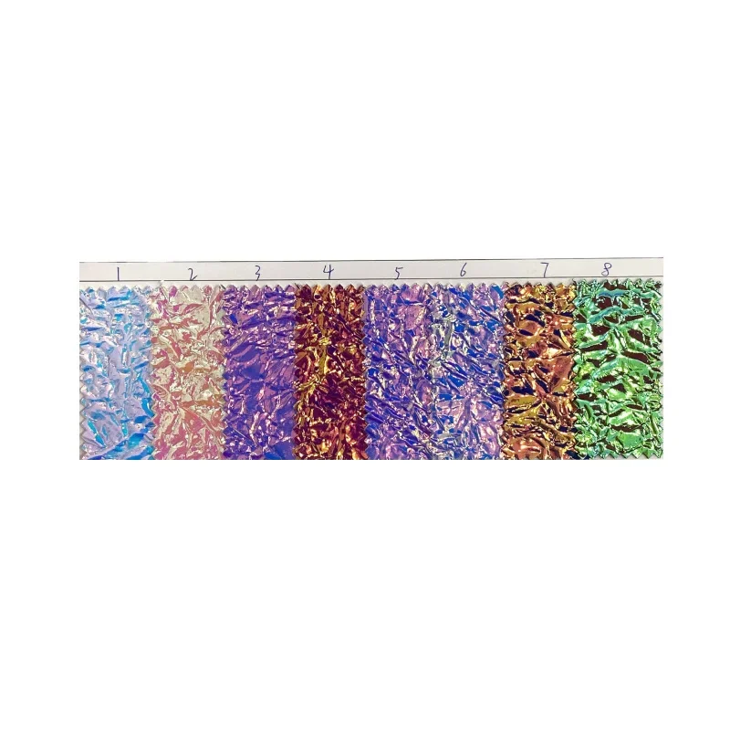 Decorative PU Leather Fabric Laser Hand Print Artificial Cosmetic Bag Fabric Rainbow Pressed Leather Handbag Material