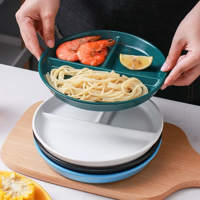 Ceramic Grid Plate Snack dining dish Internet Celebrity Ins Children's Baby Onion Ginger Garlic Multi-part Tray For One Person