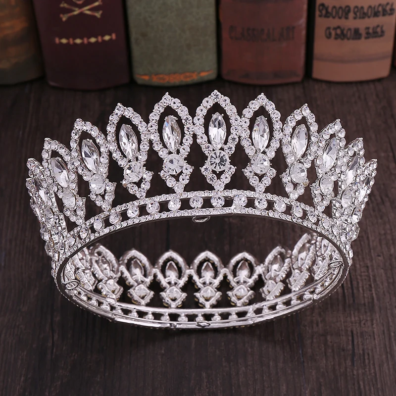 Crystal Crown Round Wedding Tiaras and Crowns for Women Hair Accessories Rhinestone Bridal Hair Jewelry Party Bride Headpiece