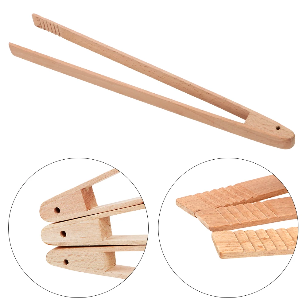 Cooking Baking Tools BBQ Grilling Tong Salad Bread Serving Tong Wooden Food Toast Tongs Dessert Sugar Ice Clip Kitchen Gadgets food tongs