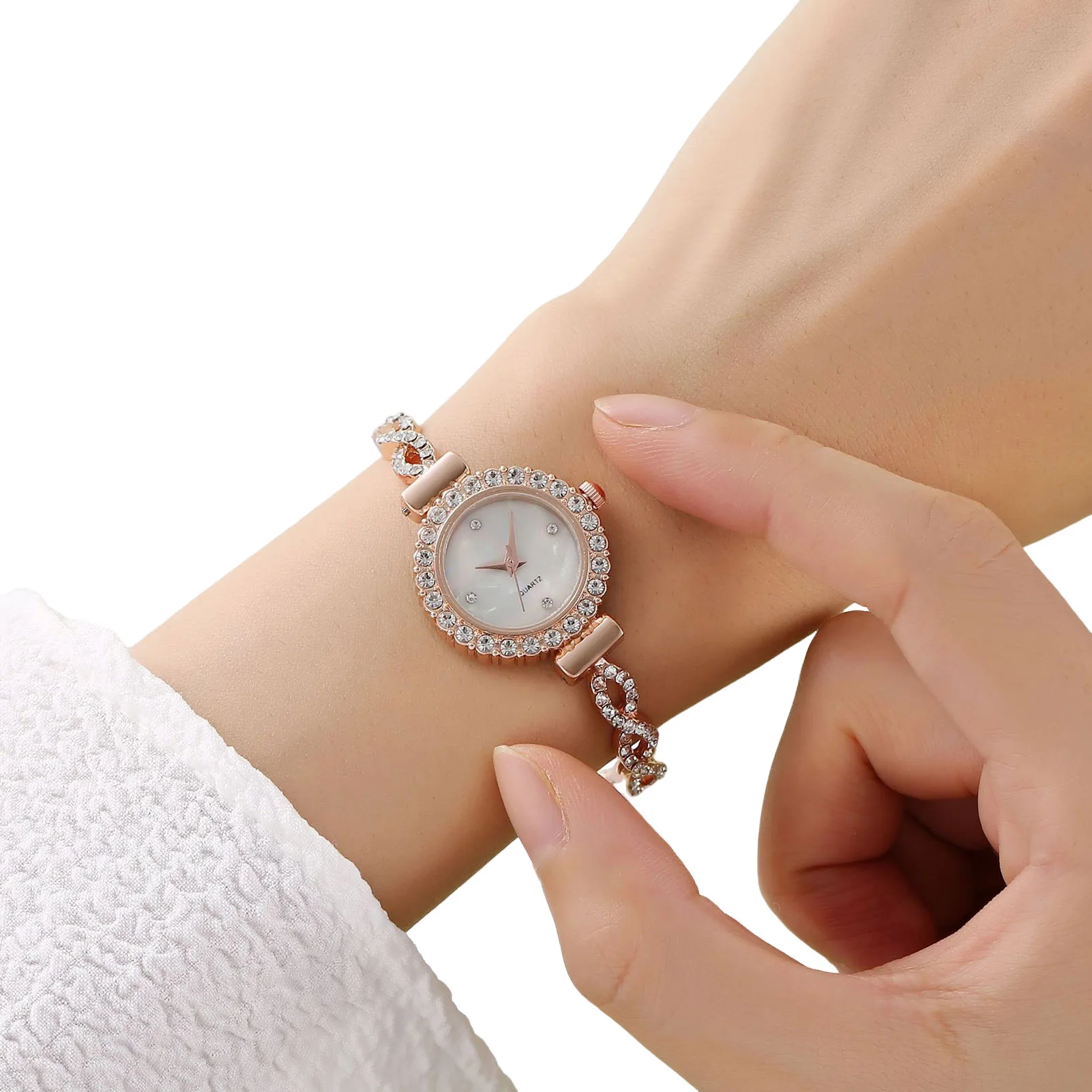 

Women's Rhinestones Setting Bracelet Watch Easy to Read Dial Glitter Bracelet Watches for Girlfriend Birthday Gift