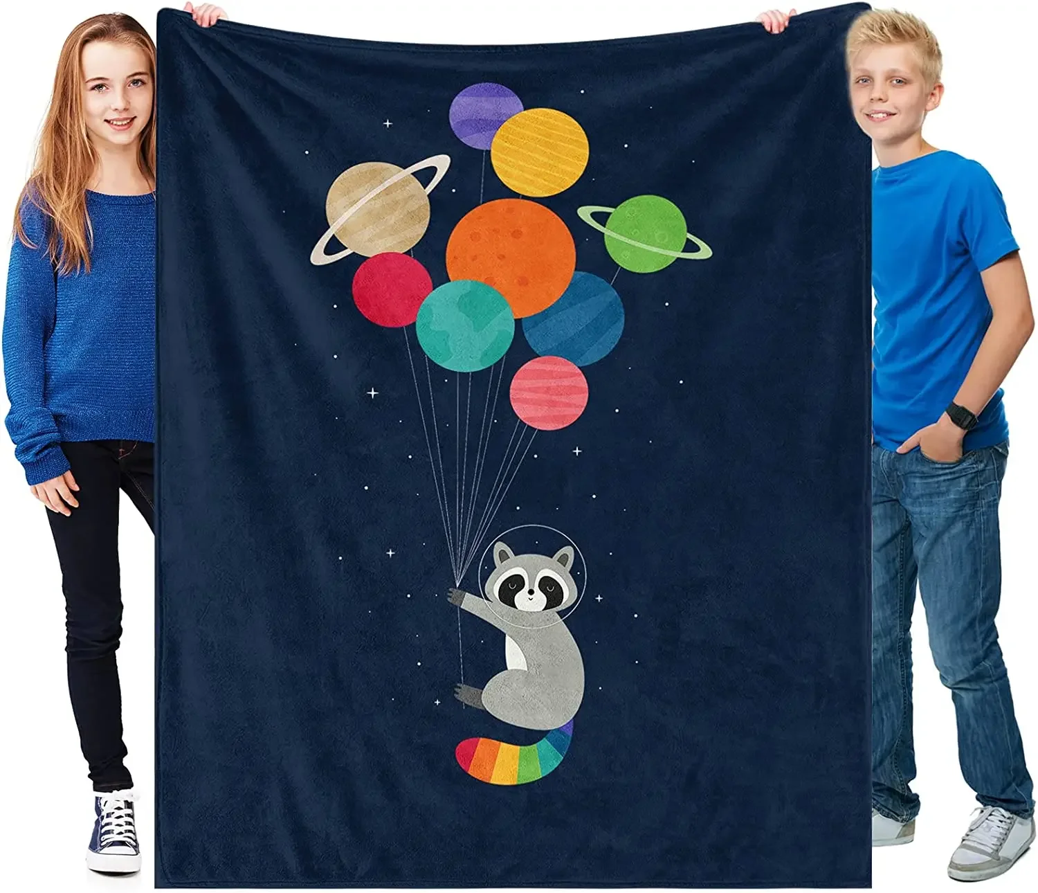 

Balloon Small Raccoon Flannel Throw Blanket Cute Cartoon Wild Animals Blanket for Kids Boys Girls Gifts Bed Sofa Couch Decor