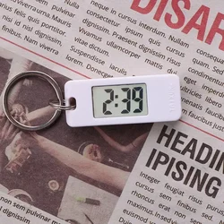 Compact Digital Display Keychain Clock with LED Time Readout - Ideal (WHITE)