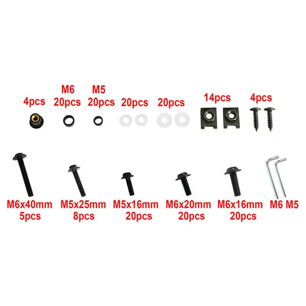 177PCS Motorcycle Fairing Bolts Kit Screws Nut Complete Kit Fit For YZF R1 R15 R25 R3 R6 R125 MT07 MT09 T-MAX530 500 FZ6 FZ8 motorcycle accessories motorcycle fairing