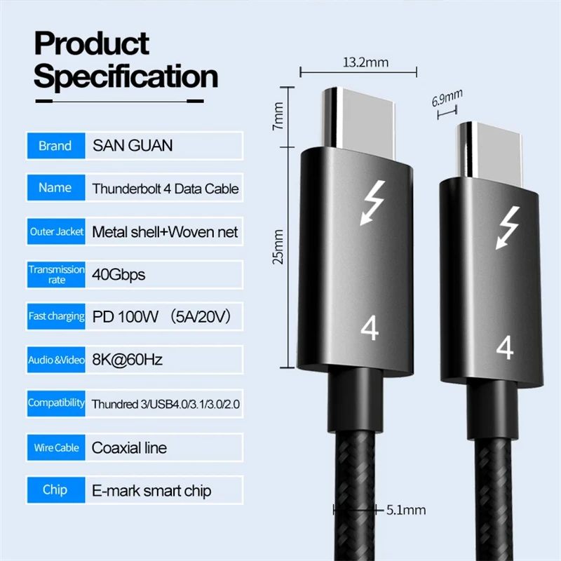   ̺, USB4 Ÿ C ̾ ڵ, 40Gbps  ,  15  ƽ Ʈ 3/4 SSD ͸, PD100W, 8K60Hz