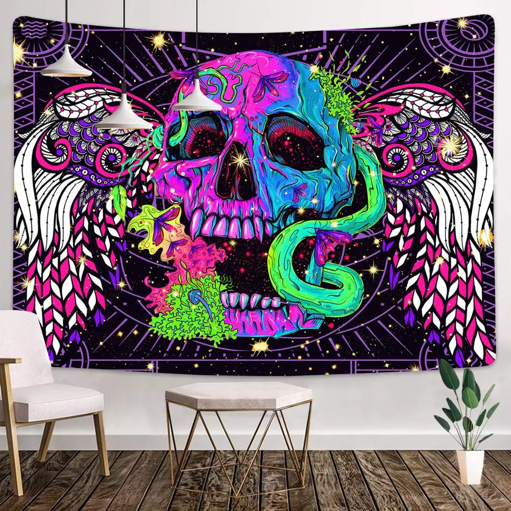 Home Decor UV Tapestry Day of the Dead Mexican Carnival Sugar Skull Wall Hanging Living Room,tapestry decorations