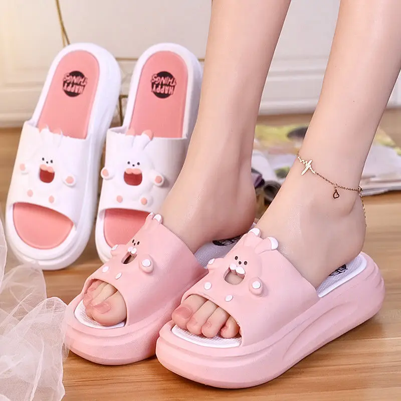 Women Thick Platform Slippers Summer Soft Sole Slide Sandals Leisure Ladies Indoor Bathroom Anti-slip Shoes