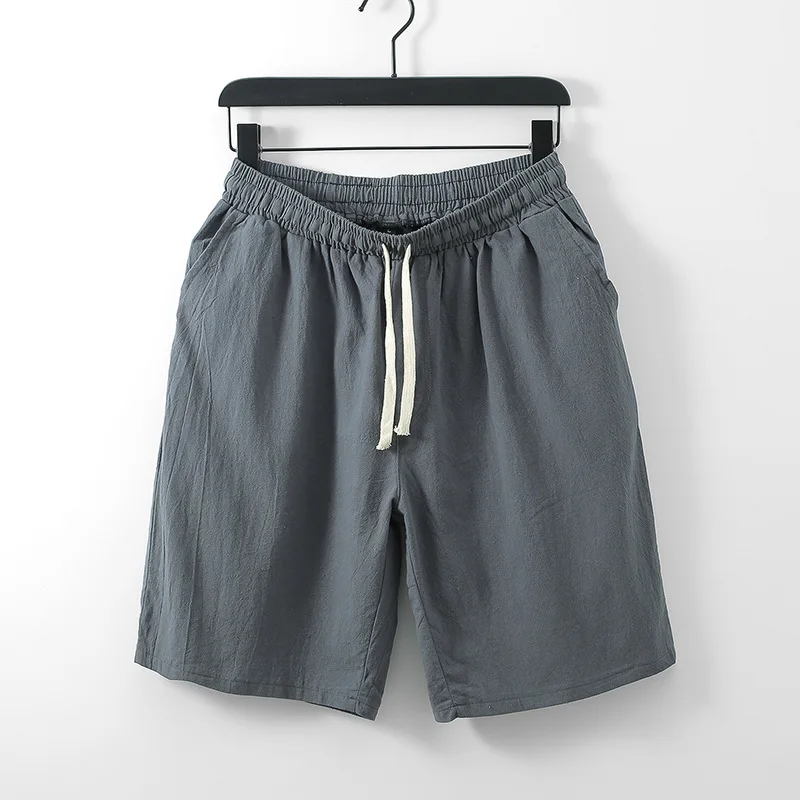 

2023 New Men's Cotton Linen Shorts Pants Male Summer Breathable Solid Color Linen Trousers Fitness Streetwear S-3Xl
