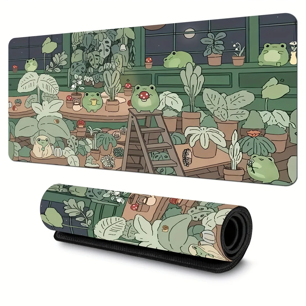 Cute frog green mousepad, Big Game mousepad Multi-size keyboard table mat, 35.43x15.74 inches, 2mm non-slip rubber base mousepad 4