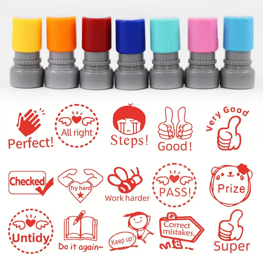 6.3*3.2cm English Stamps Comment Long-lasting Ink Usage English Comment Stamp Multiple Color Options Teacher Evaluation Tools