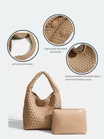Sac seau tissé à la main pour femme, sac à main de créateur, PU, petite taille, haute qualité, luxe, tout neuf, produit, 2024 5