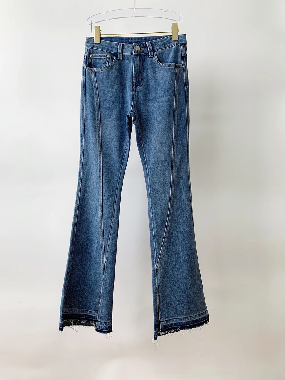 

2022 summer women's fashion simple slits flared jeans