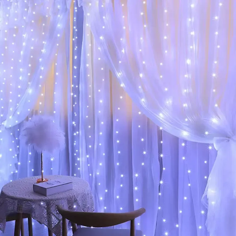 Christmas Lights LED Fairy String Curtain Lights 8 Mode Remote USB Festoon Christmas Decor For Home Holiday New Year Lamp