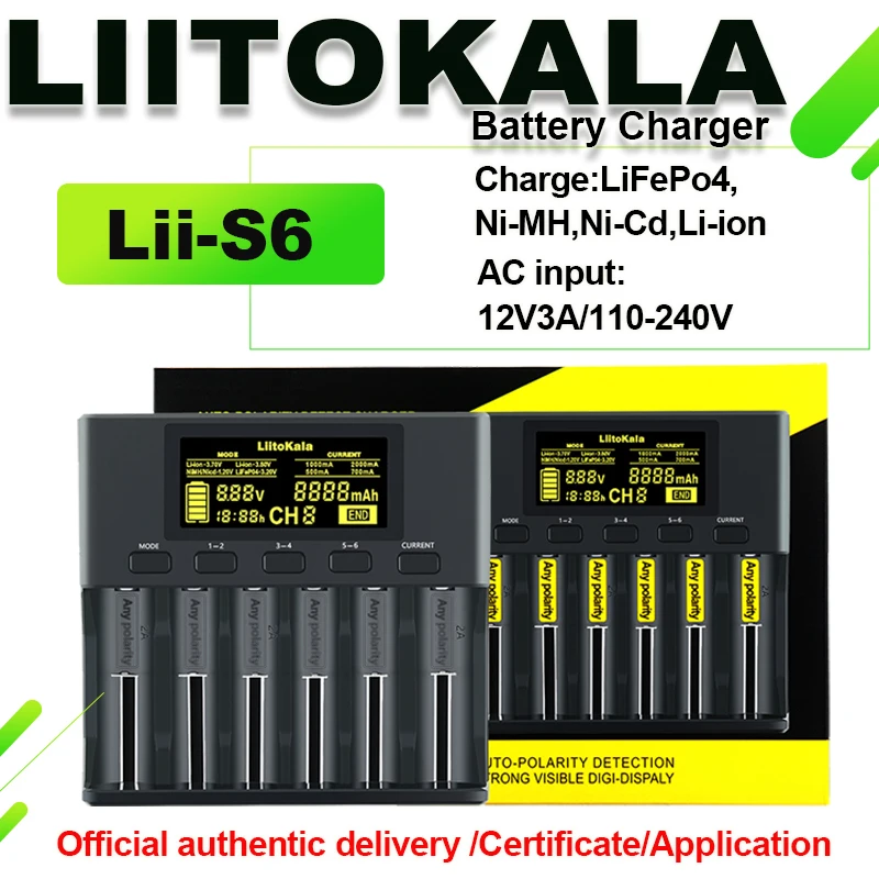 LiitoKala Lii-S12 Lii-S8 Lii-S4 18650 배터리 충전기 26650 18350 21700 26500 4.2V 리튬 이온 충전식 배터리 충전기 이미지 6