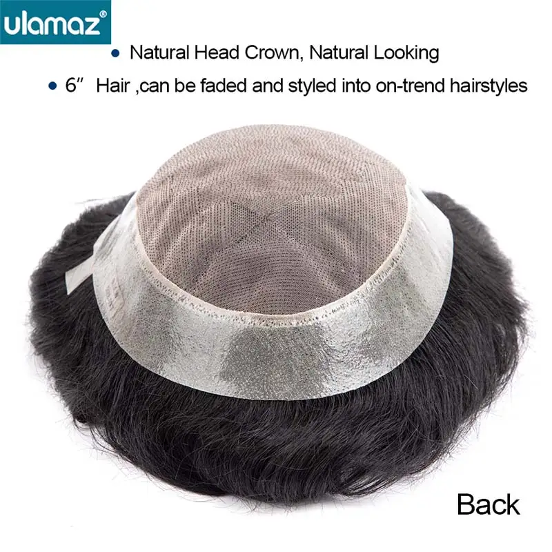 Mono & Skin Capillary Male Hair Prosthesis Toupee Mens Wig Hair Replacement System Unit Human Wig For Men Realistic Man human hair toupee