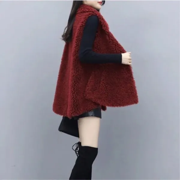 2021 Autumn Winter New Korean Imitation Lamb Wool Imitation Fur Integrated Coat Splicing Women's Vest Girl's Coat Leisure Coffe best winter coats for women Coats & Jackets