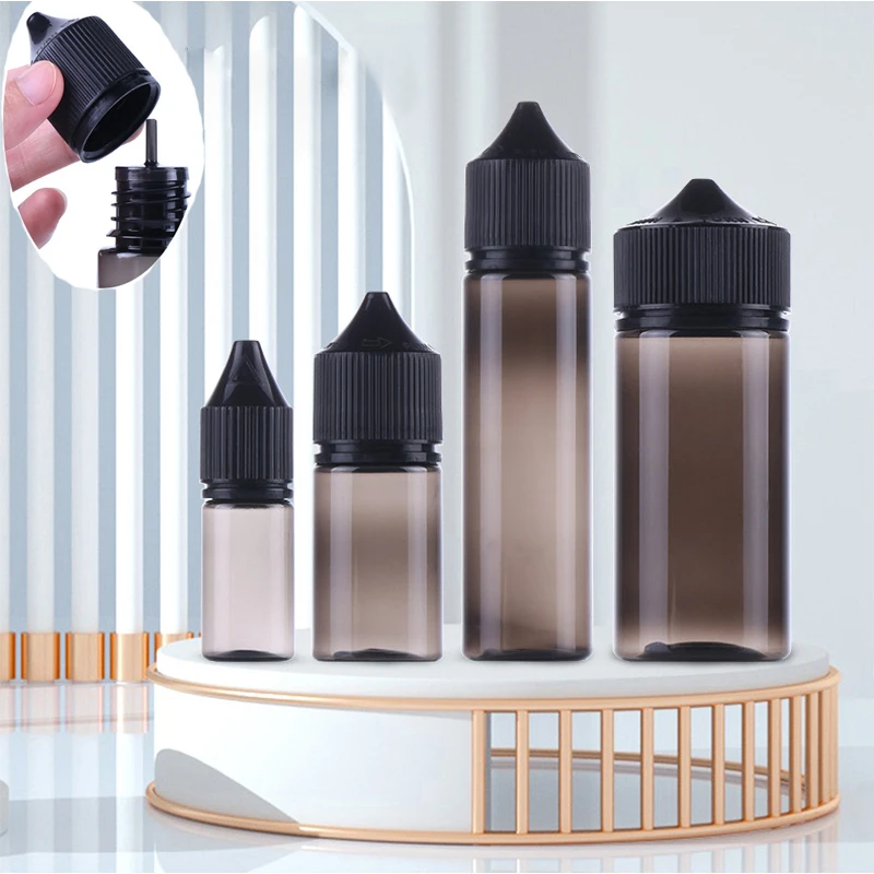 50PCS 30 120ml Black Plastic Bottle Tamper Proof Cap Empty Drip Water