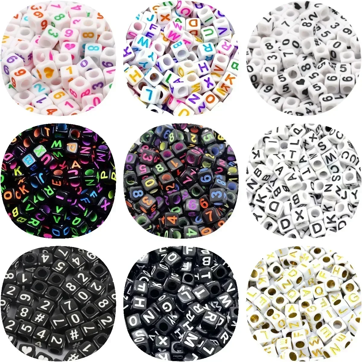 100/200/300/500PCS Acryl Buchstaben Perlen Zufällig Gemischt Würfel Alphabet Lose Perlen Für DIY kinder Schmuck Machen Handwerk 6x6mm – Detail 1