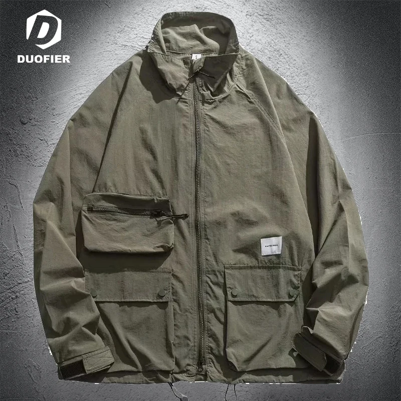 

Men's Cargo Thin Jacket Multiple Pockets Zipper Coat Casual Fashion Street Style Top Wear Resistant Windproof Jackets Plus Size