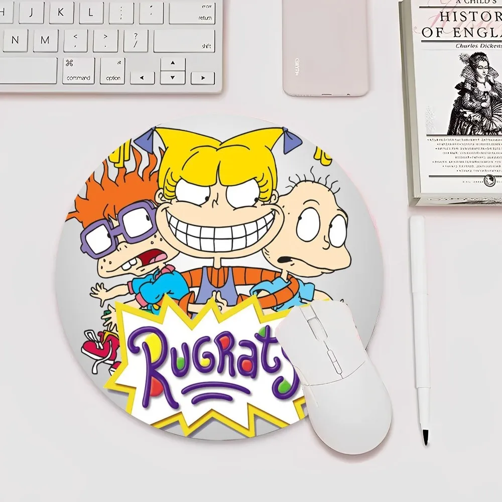 

Cartoon R-Rugrats Mousepad Small Round Speed Version Game Computer Keyboard Office Table Mat PC Laptop Mouse mat Desktop Mat
