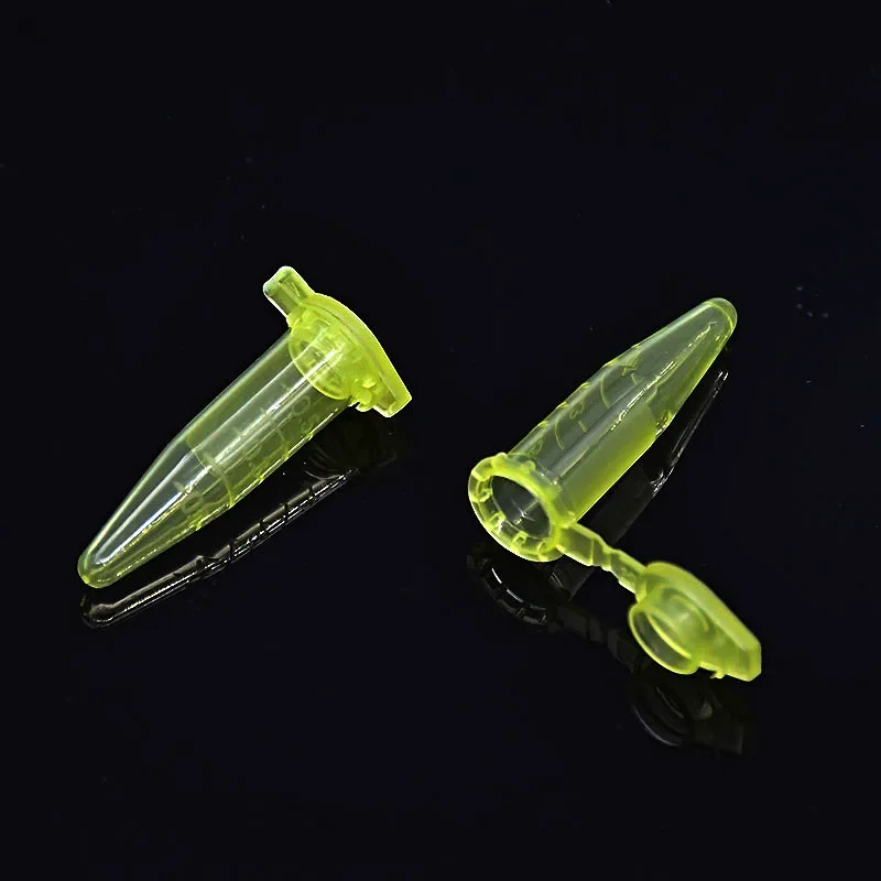 Microtubes Centrifuge Tube 0.5ml Laboratory Centrifugal PCR Tube Bottom Tip Yellow Color with Scale Locked Cover Pack of 1000/PK
