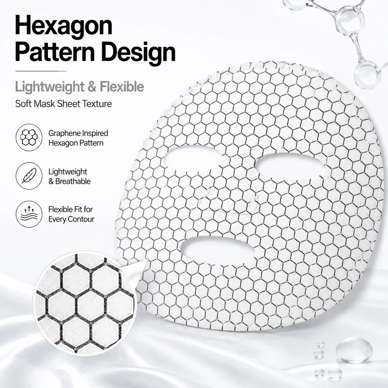 5-Pack Graphene-Infused Hexagon Facial Mask Sheets