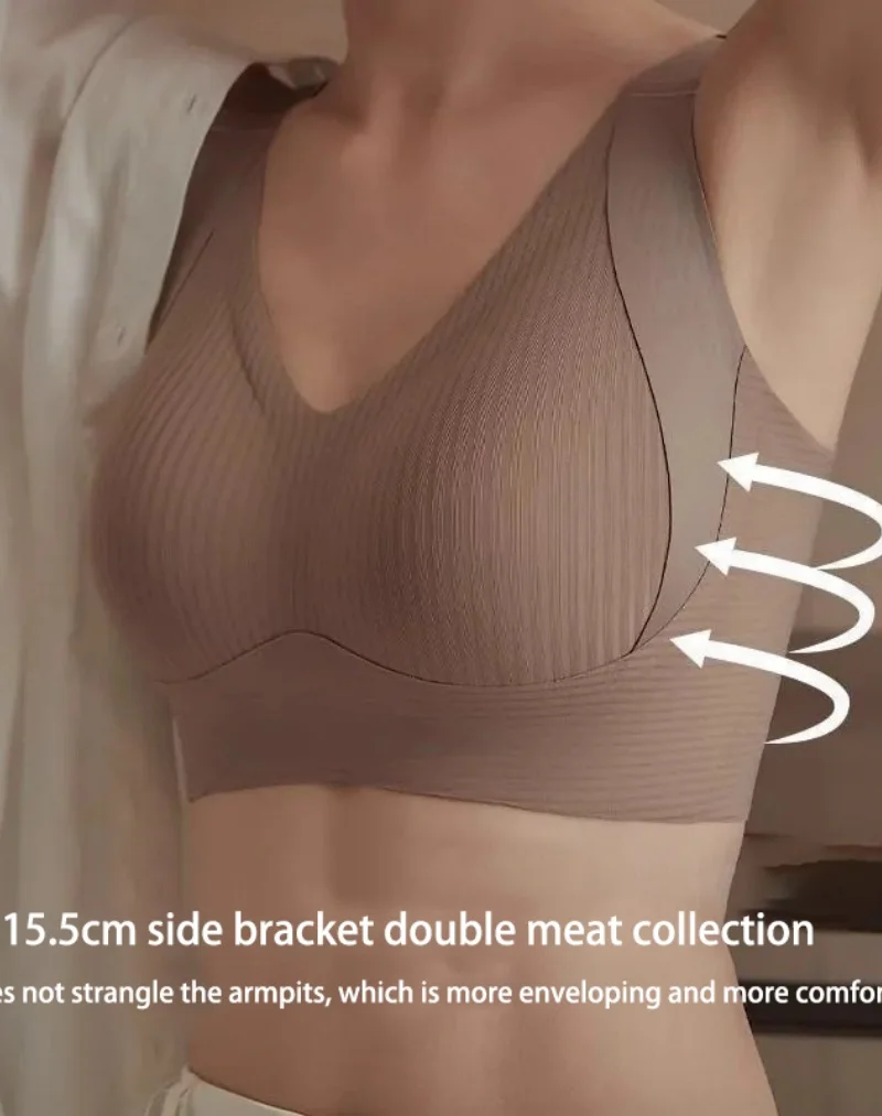 Plus Size Women Seamless Bras Sexy V Waist Brassiere Padded Wireless Soft Sleepwear Female Solid Breathable Underwear Lingerie