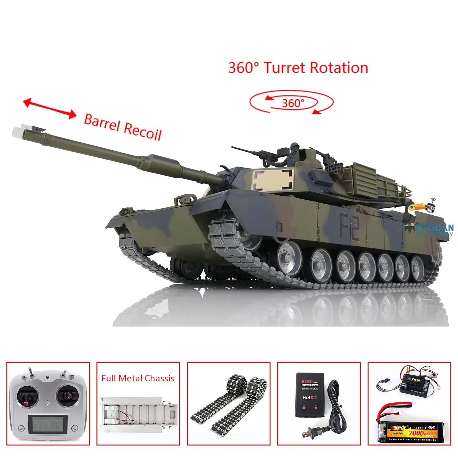

Henglong 1/16 радиоуправляемые танки Abrams M1A2 3918, Металлическое шасси, открытый огонь, курение, вспышка, вращение на 360, ИК модель боевой искусственной стрелки
