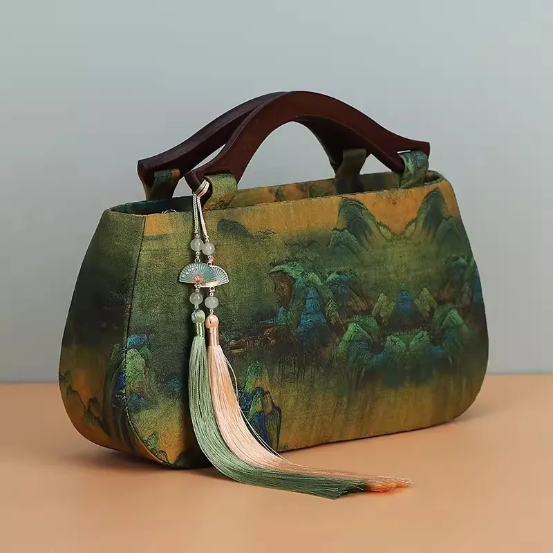 NEW Lace Embroidery Flower Bag Vintage Fashion Style Bags Women's Handbags Purse Top Handle Shell Lock Bags Fringe Tassel