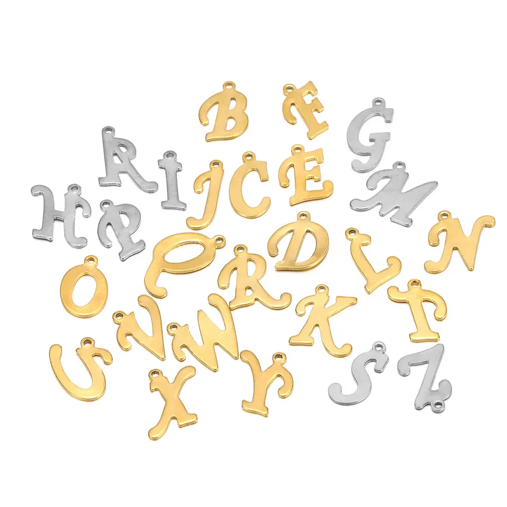 

30/50Pcs Stainless Steel English Alphabet Charms Letter Name Pendant For DIY Necklace Bracelet Jewelry Making Gift