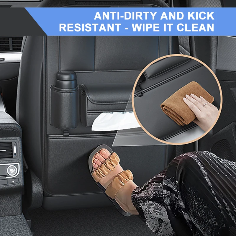PU Leather Car Seat Back Storage Bag Organizer with Hook