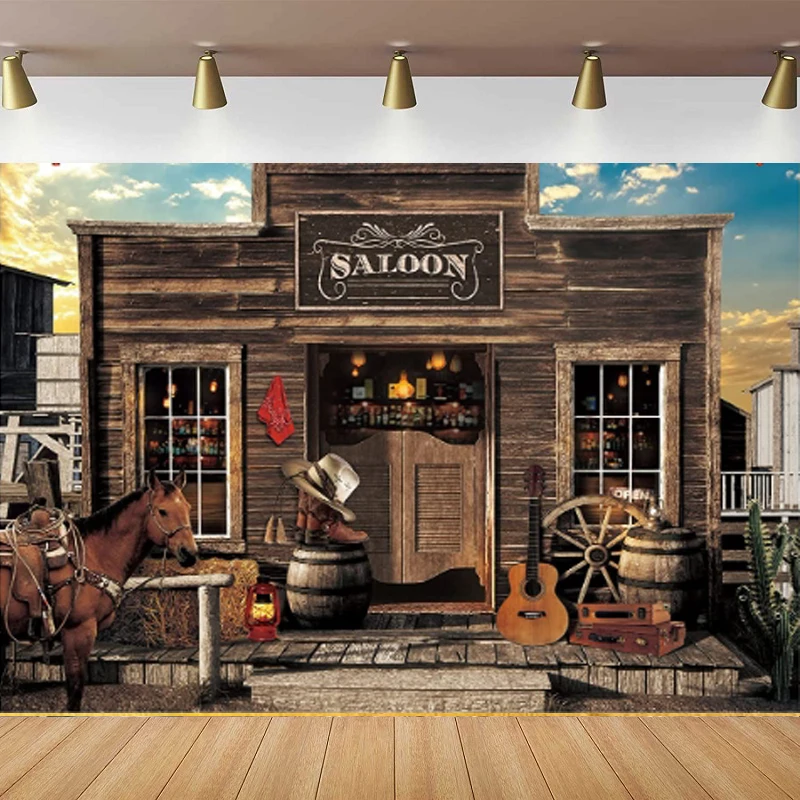 Vintage Western Photography Fondale Retro Rodeo Farmhouse House Barn Door Country Cowboy Birthday Baby Shower Background