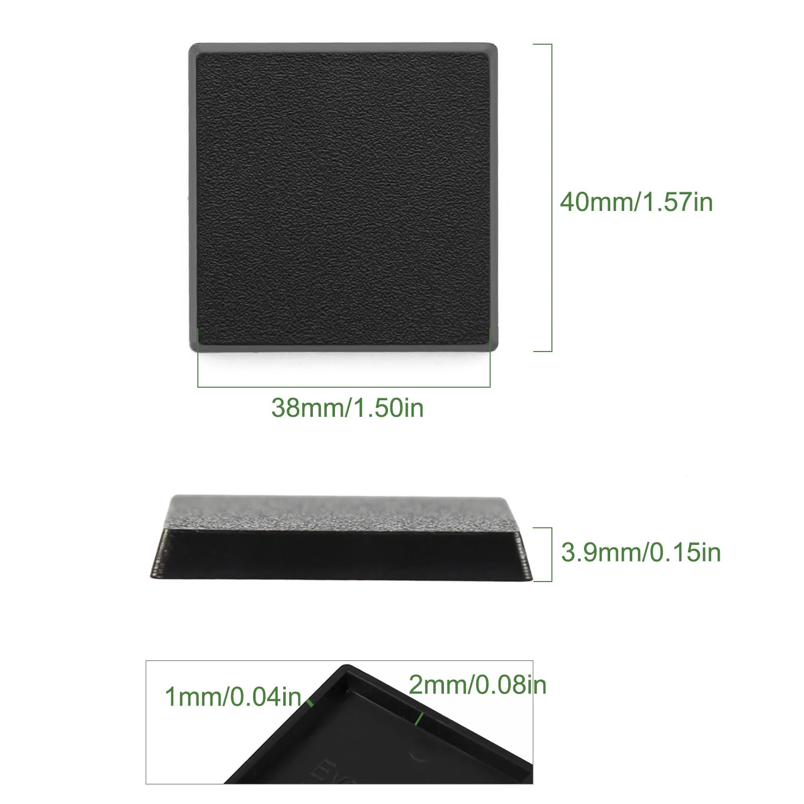 Square Wargaming Table Game Bases - Black, 40mm