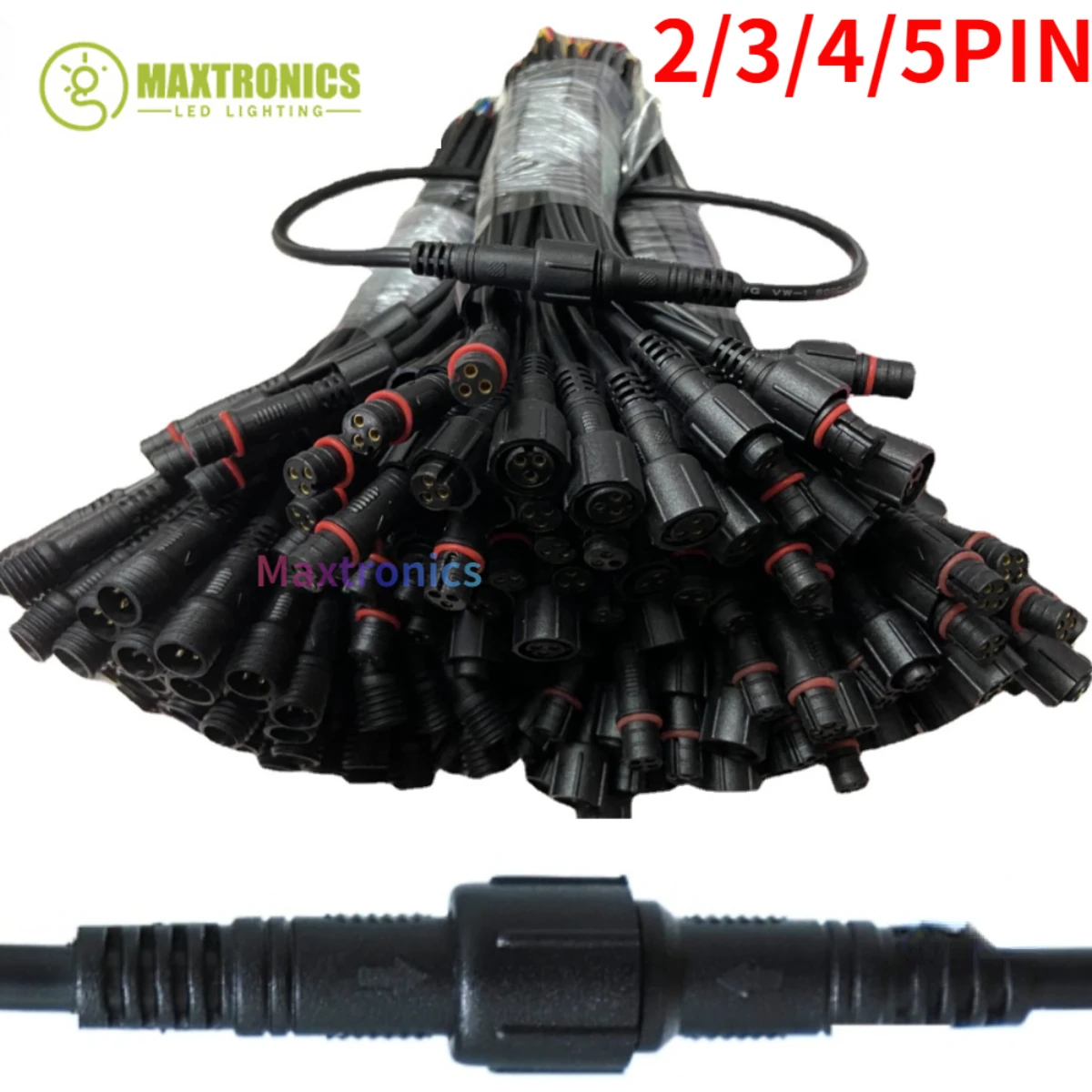 Description Picture 6 of item5/10 Pairs Waterproof Led Connector Male to Female Plug Adapter IP68 2/3/4Pin/5Pin 20CM Black Cable For Led Strip Light Modules