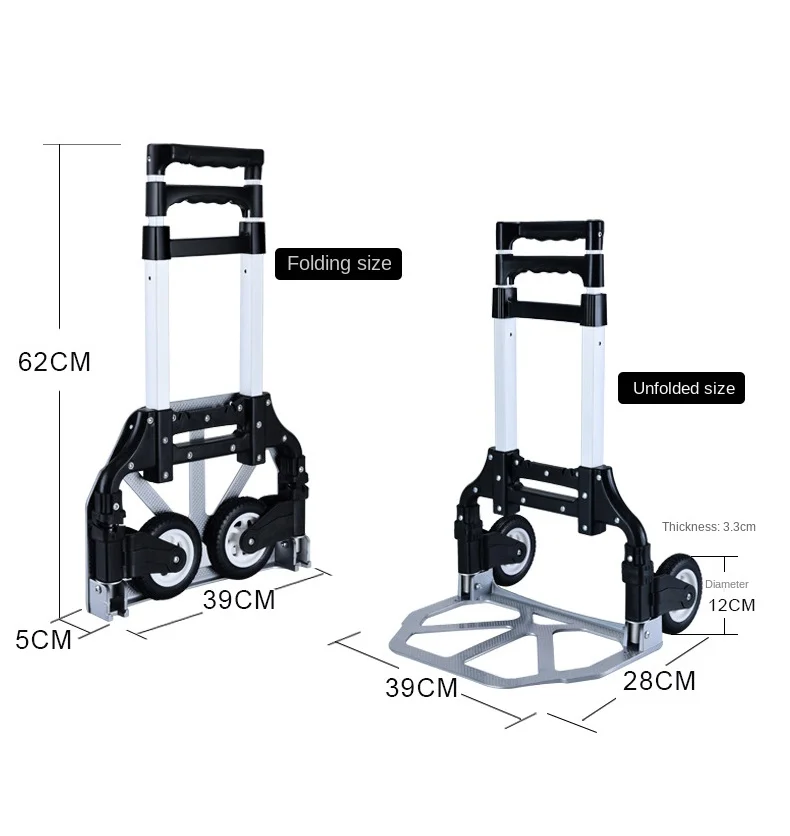 74kg Portable Folding Trolley Cart Home Supermarket Shopping Cart Trolley Pulling Tool Beach All Terrain Stair Climbing Car
