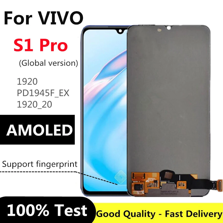 

6.38" AMOLED For Vivo S1 Pro Global LCD Display Touch Screen Digitizer Assembly Replacement for Vivo 1920 S1 Pro display