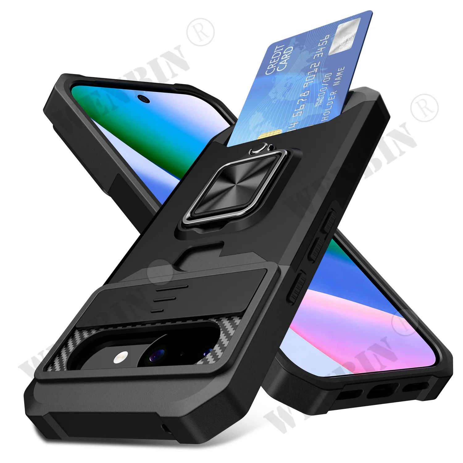 Heavy Duty Protective Case with Sliding Camera Cover and Card Clip