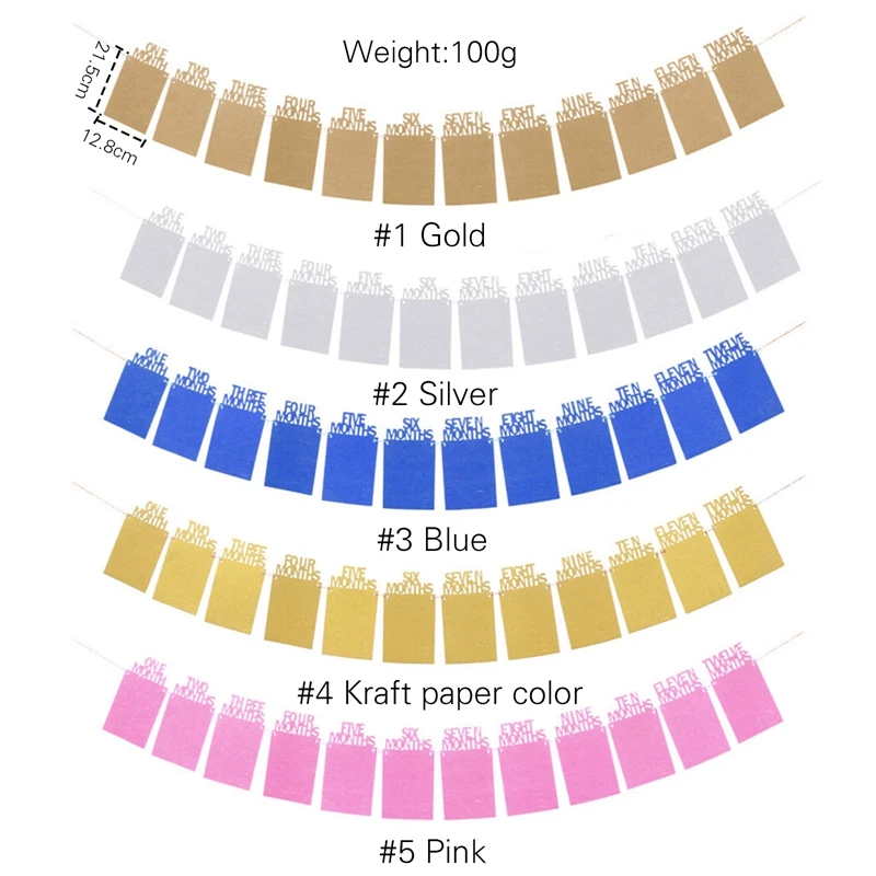 1 Set 12 Months Photo Frame Banner Baby Photo 12 Months Milestone Boy Girl 1st Birthday Decor Garland First Birthday Party Flags in home newborn photography