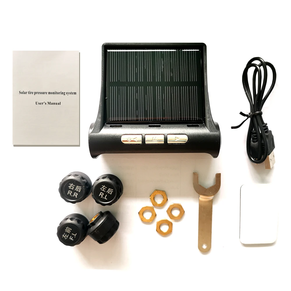 Smart Car TPMS Tire Pressure Monitoring System Solar Energy TPMS Digital LCD Display Auto Security Alarm Systems Internal Sensor