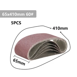 Premium Sanding Belt Set - 5 - Pack, 65x410mm, Assorted Grits for Wood and Metal Polishing (5pcs Grit 60)